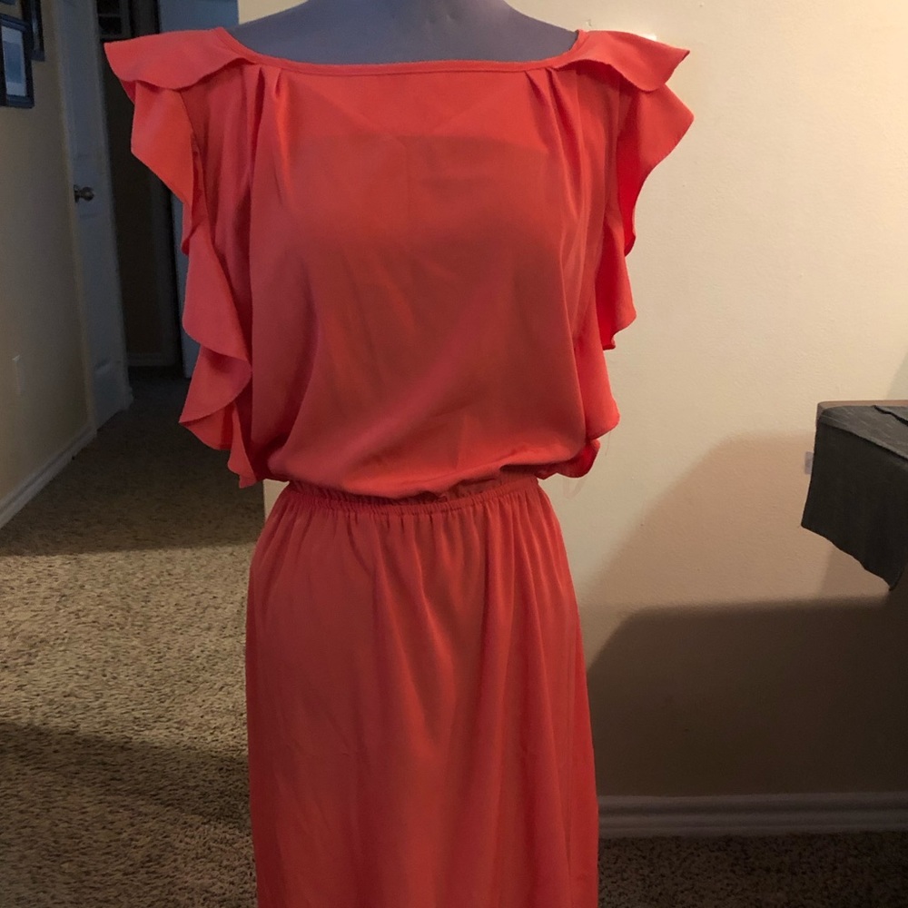 Bright colored spring dress.